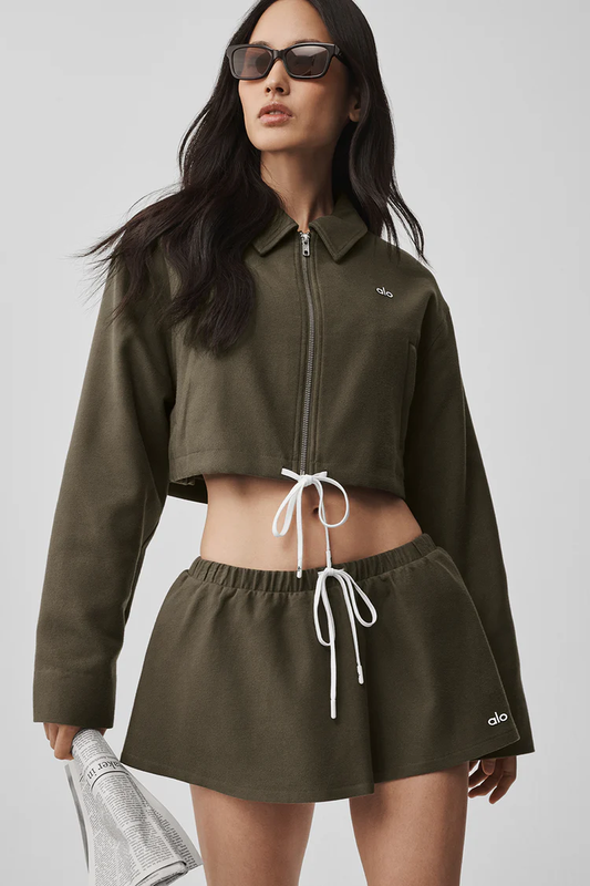 Alo Yoga Cropped Fan Favorite + Jupe - Kaki