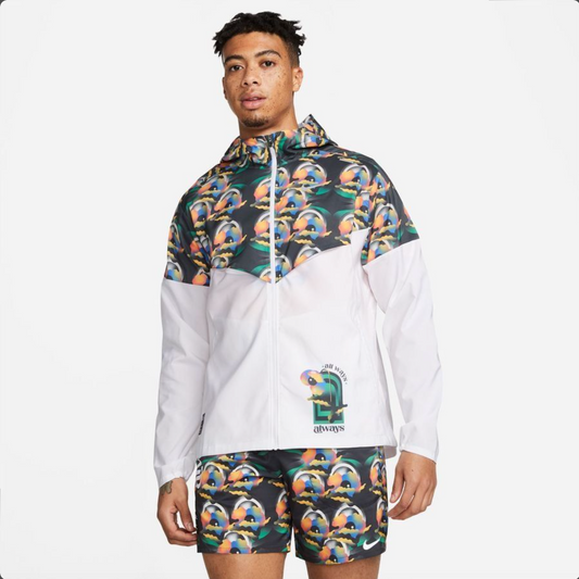 NIKE VESTE IMPERMÉABLE A.I.R COUPE-VENT - BLANC/NOIR/ARGENTÉ