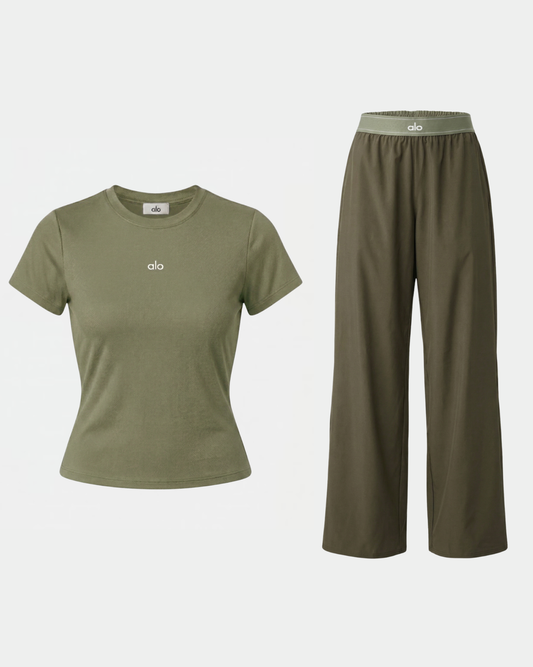 T-shirt Alo + Pantalon Alo Suit Up - Kaki