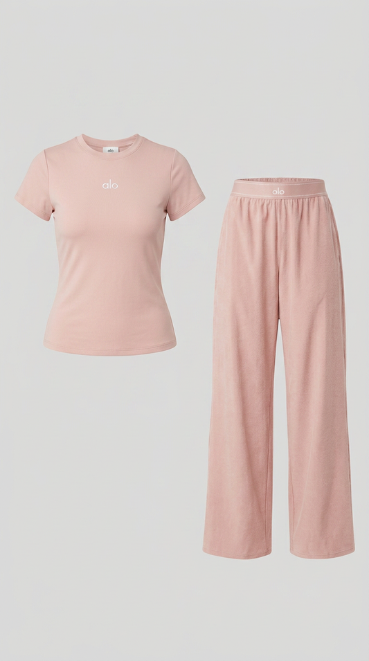 T-shirt Alo + Pantalon Alo Suit Up - Rose